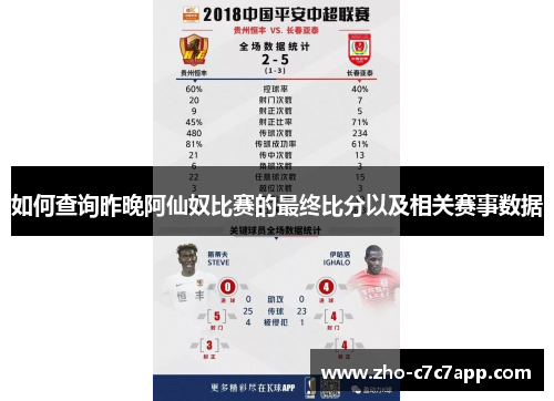 如何查询昨晚阿仙奴比赛的最终比分以及相关赛事数据